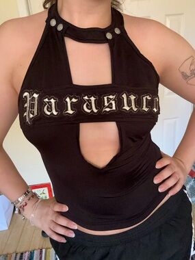 Parasuco Black Cutout Halter Top